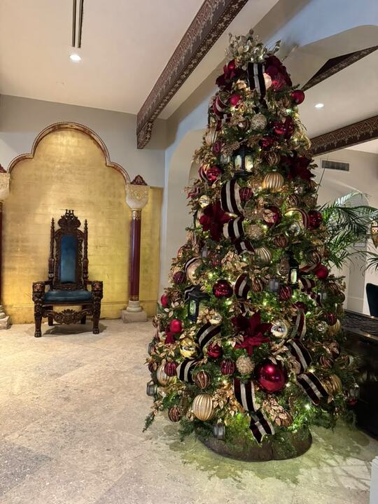 A decorated tree in the Casa Monica lobby